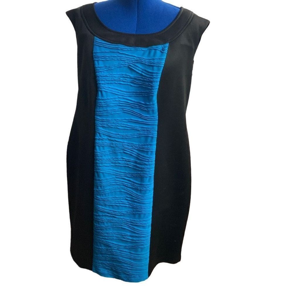 LONDON TIMES Woman Dress‎ Size 14W Bodycon Black Bluegreen